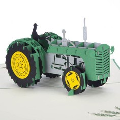 Vintage Green Tractor Pop Up Card