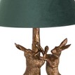 Antique Gold March Hares Lamp With Green Velvet Shade additional 2
