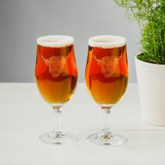 Set of 2 Engraved Highland Cow Craft Beer Glasses