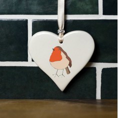 Robin Bird Hanging Heart