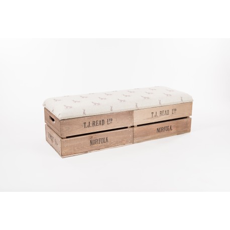 Blue Dot Hare Apple Crate Long Footstool