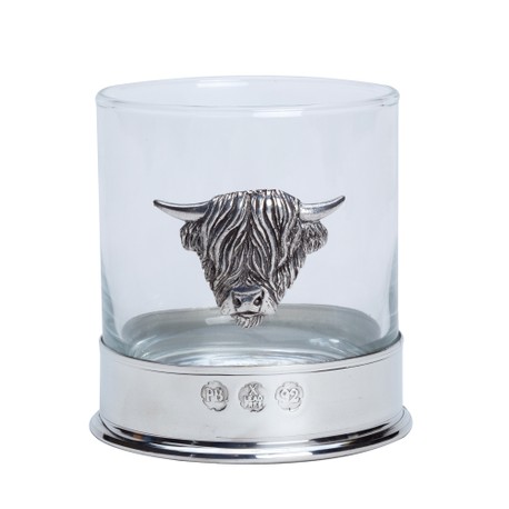 Single Highland Cow Pewter Whisky Glass
