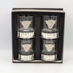 Set of 4 Highland Cow Pewter Whisky Glasses