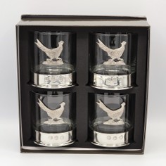 Set of 4 Pheasant Pewter Whisky Glasses