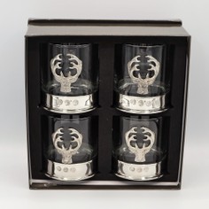 Set of 4 Stag Pewter Whisky Glasses