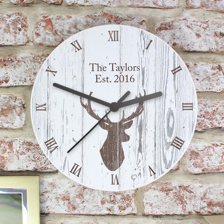 Personalised Highland Stag Wooden Clock