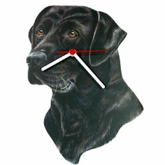 Black Labrador Dog Wooden Clock