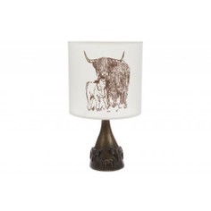 Philip Turner Cold Cast Bronze Highland Cow Lamp and Lampshade