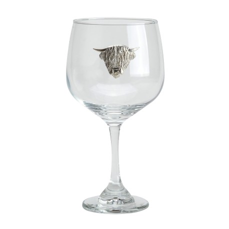 Pewter Highland Cow Gin Balloon Glass