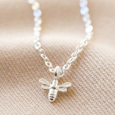 Sterling Silver Tiny Bee Charm Choker Necklace