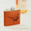 The Just Slate Company Pheasant Engraved Leather Wrapped Hip Flask additional 2