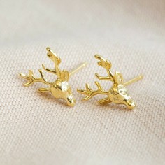 14ct Gold Plated Stag Stud Earrings