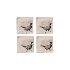 Set of 4 Pheasant Linen Coasters