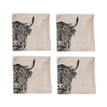 Set of 4 Highland Cow Linen Coasters additional 1