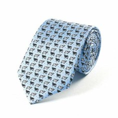 Fox & Chave Bryn Parry Blue Cows Silk Tie