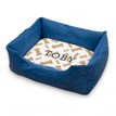 Personalised Blue Dog Bed With Dog Biscuit Design Cushion additional 2