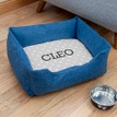 Personalised Blue Dog Bed With Grey Spots additional 1