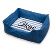 Personalised Blue Dog Bed With Striped Cushion additional 2