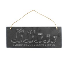 Personalised Welly Boot "Family of Five" Hanging Slate Plaque