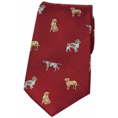 Soprano Dogs Country Silk Tie in Red