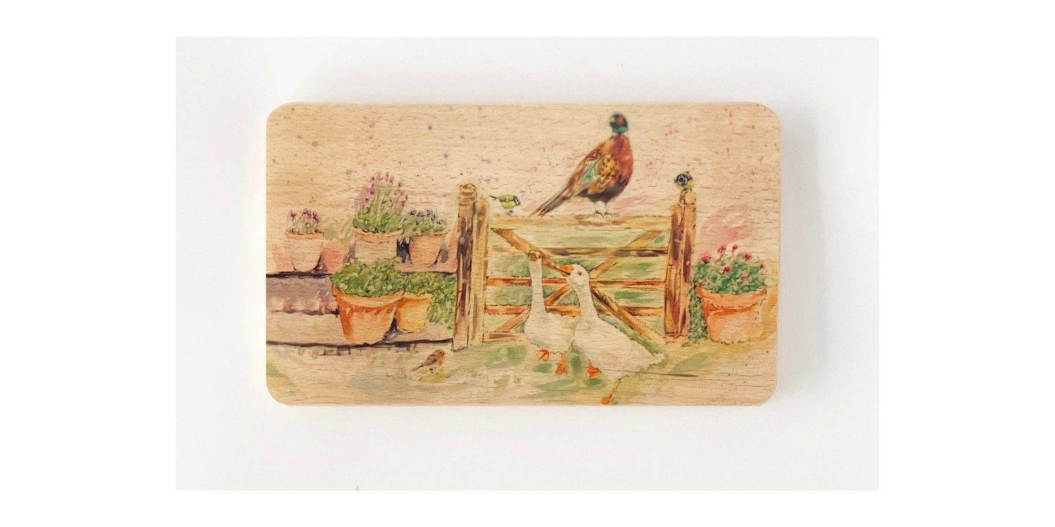 Wooden Chopping Board - Country Garden Scene only £