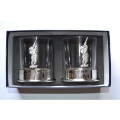 Pair of Shooter Pewter Whisky Glasses