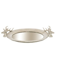 Stag Heads Mirrored Tray