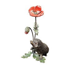 Hedgehog with Poppy Bronze Sculpture