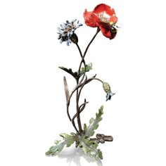 Poppy with Cornflower & Bee Bronze Sculpture