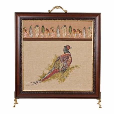 Hines of Oxford Pheasant & Feathers Tapestry Firescreen
