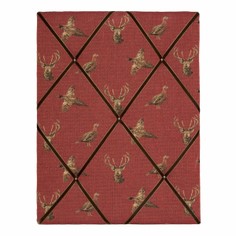 Highland Stag and Country Birds Claret Memoboard