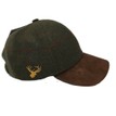 Stag Head Olive Green Tweed Leather Peak Cap additional 1