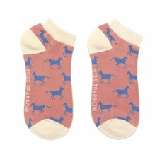 Ladies Dusky Pink Horses Trainer Socks
