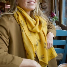 Mustard Yellow Bee and Wildflower Scarf