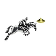 Horse & Jockey English Pewter Lapel Pin