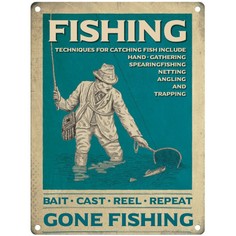 Gone Fishing Metal Sign