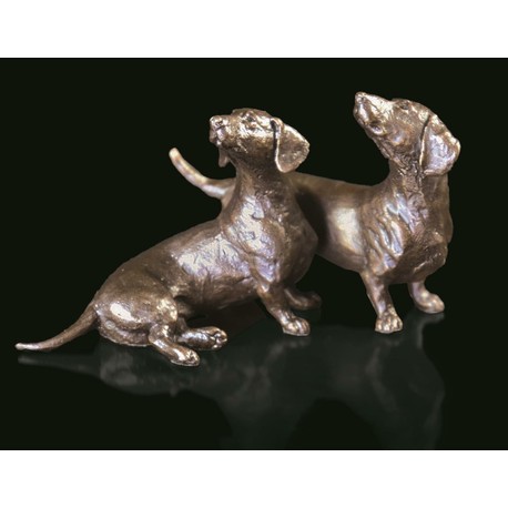 Richard Cooper Limited Edition Dachshund Pair Bronze Sculpture