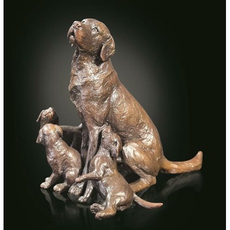Richard Cooper Limited Edition Labrador with Puppies Bronze Sculpture