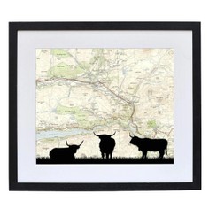 Personalised Highland Cow Map Print