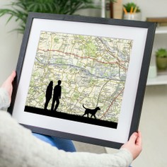 Personalised Walking with Dog Map Print