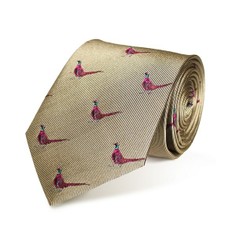 Fox & Chave Gold Pheasant Silk Tie
