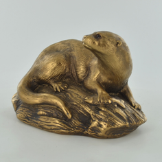 Bronze Effect Otter on Rock Sculpture by Harriet Glen