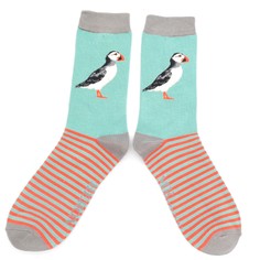 Men's Puffin Stripes Socks Aqua