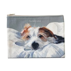 The Little Dog Laughed Wirehaired Jack Russell "Scruffy Love" Zip Purse / Makeup Bag