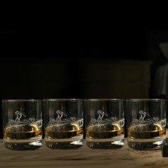 Just Slate Golf Etched Whisky Glass Tumbler Gift Set (Set of 4)