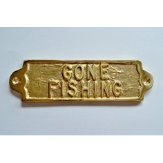 'Gone Fishing' Brass Sign