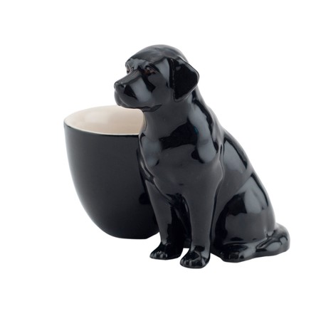 Quail Ceramics Black Labrador with Egg Cup