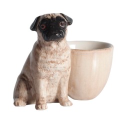 Quail Ceramics Fawn Pug with Egg Cup