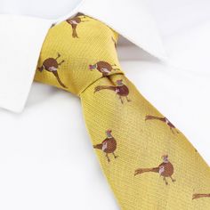 Soprano Standing Pheasant on Gold Woven Country Silk Tie alternative