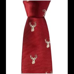 Soprano Wine Stag Head Woven Silk Tie alternative